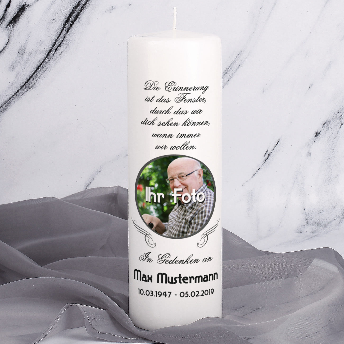 Musterkerze - In Gedenken mit Foto