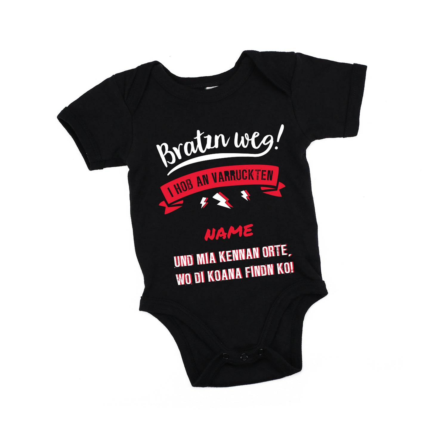 schwarzer Baby Body "Bratzn weg - männlich"