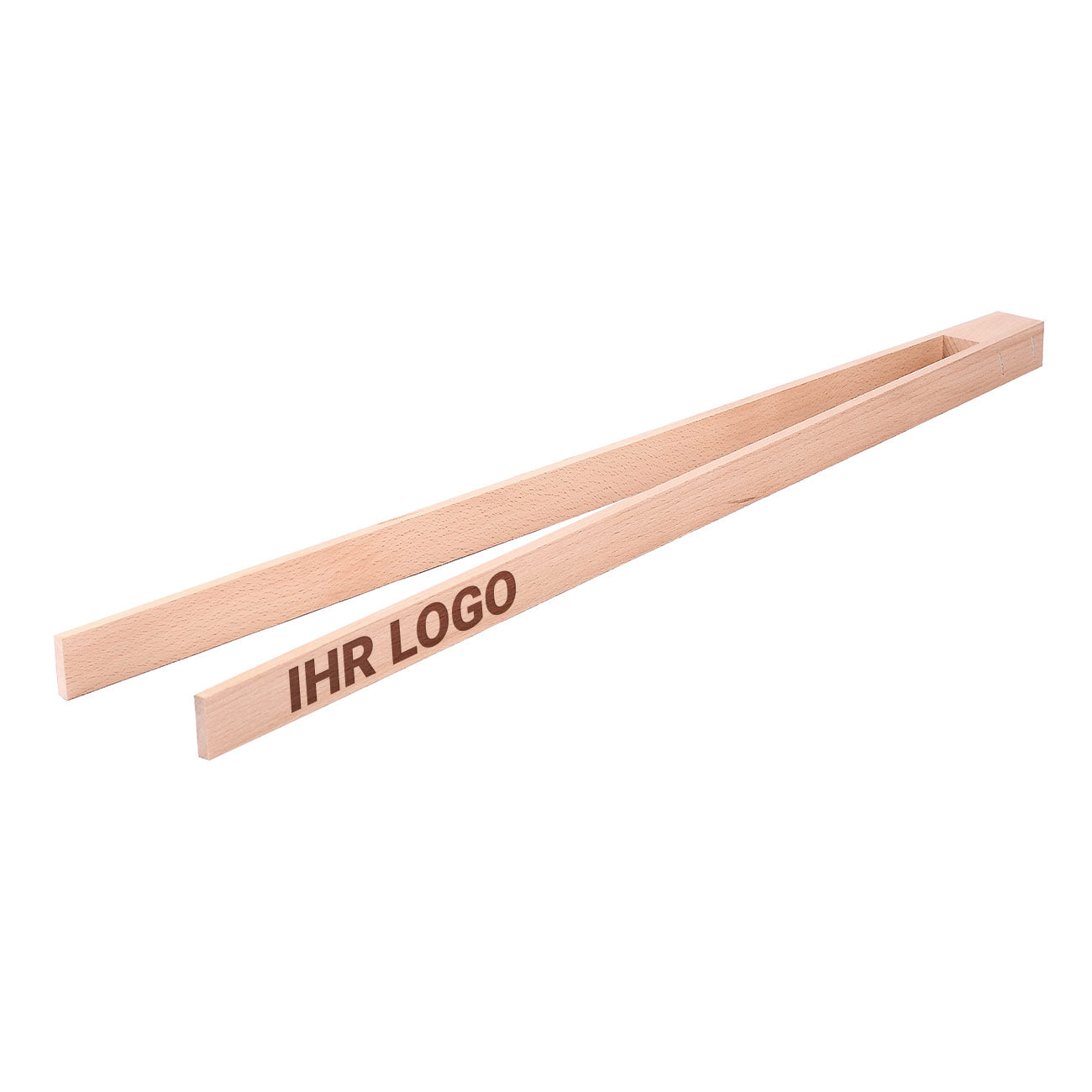 Grillzange aus Holz mit Firmenlogo graviert