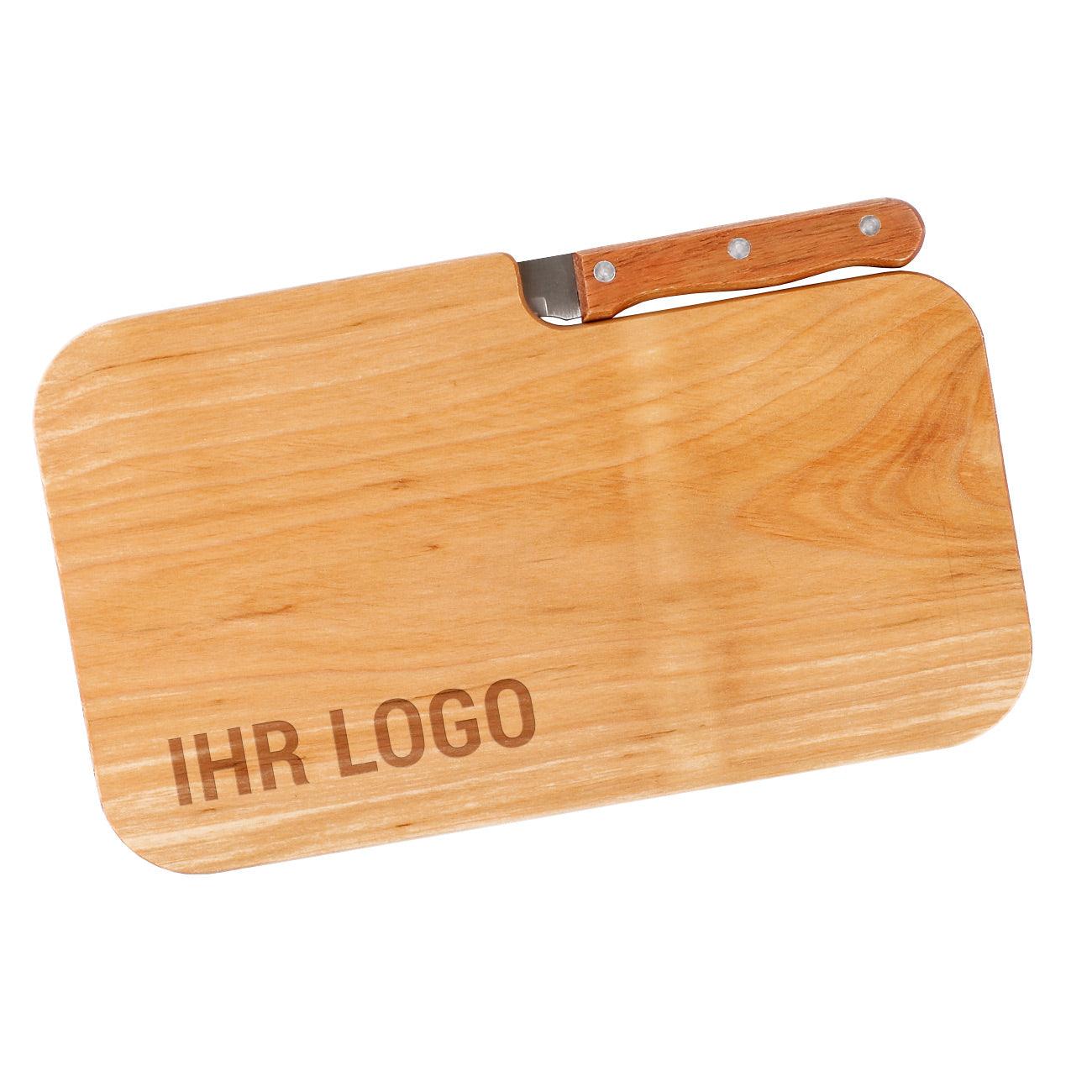 Messerbrettchen aus Holz mit Logo