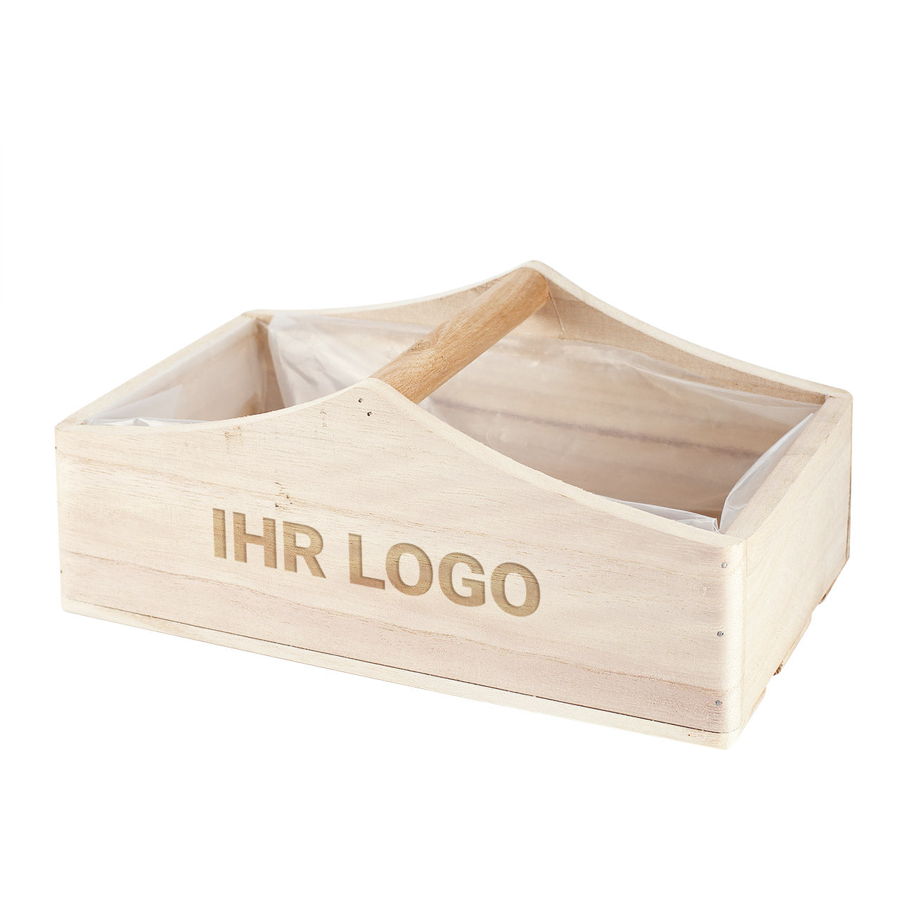 Holzkorb mit 1 Griff und Logo graviert