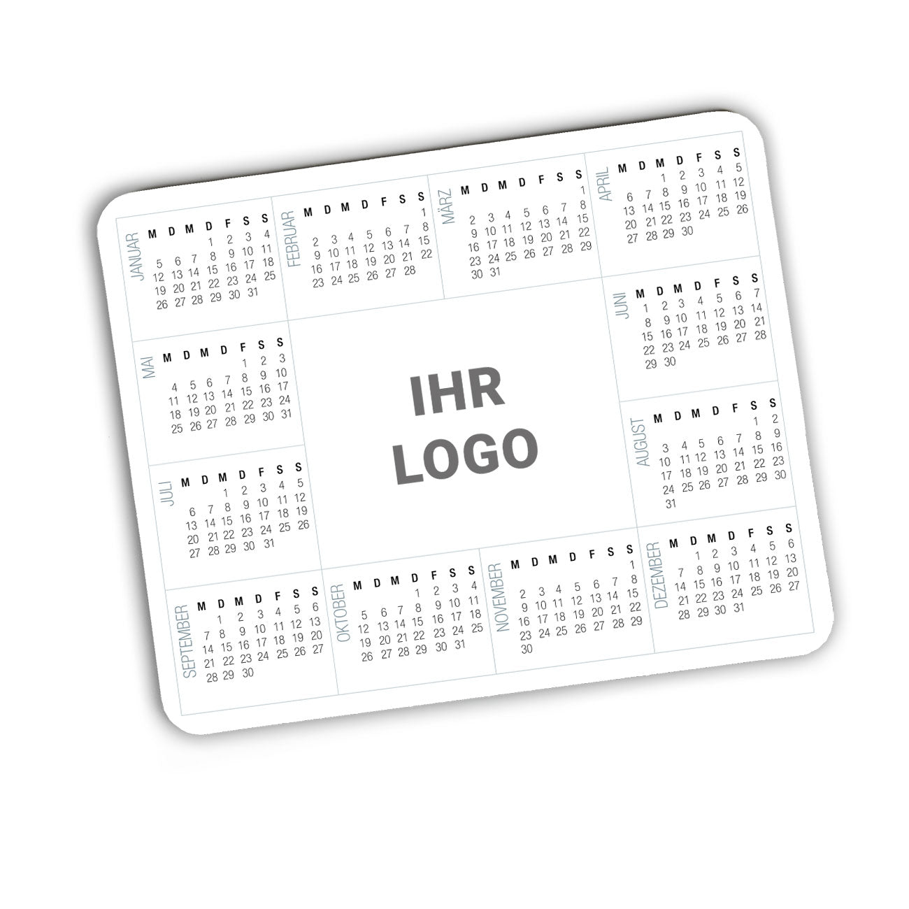 Mousepad mit Kalender und Logo