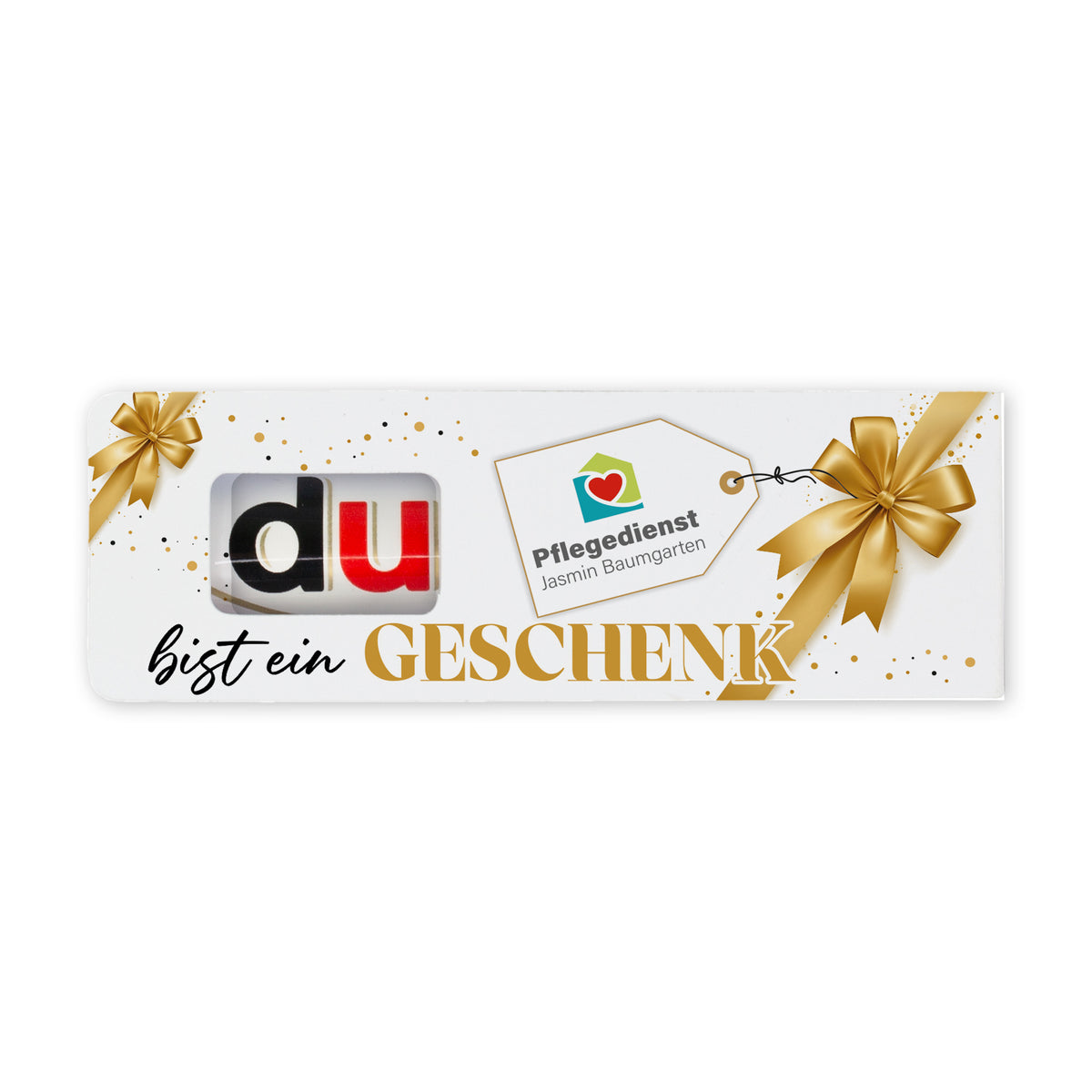 Personalisierter duplo Schokoriegel mit Firmenlogo „Du bist ein Geschenk“