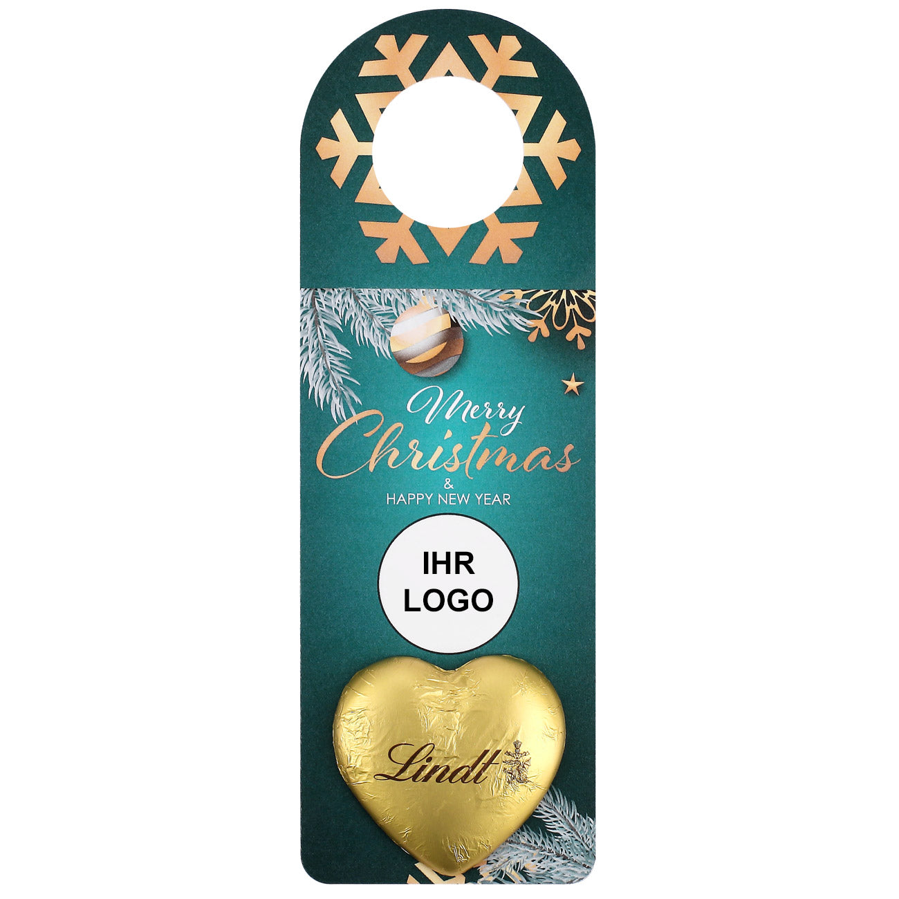 Flaschenanhänger "Merry Christmas" mit Lindt-Herz