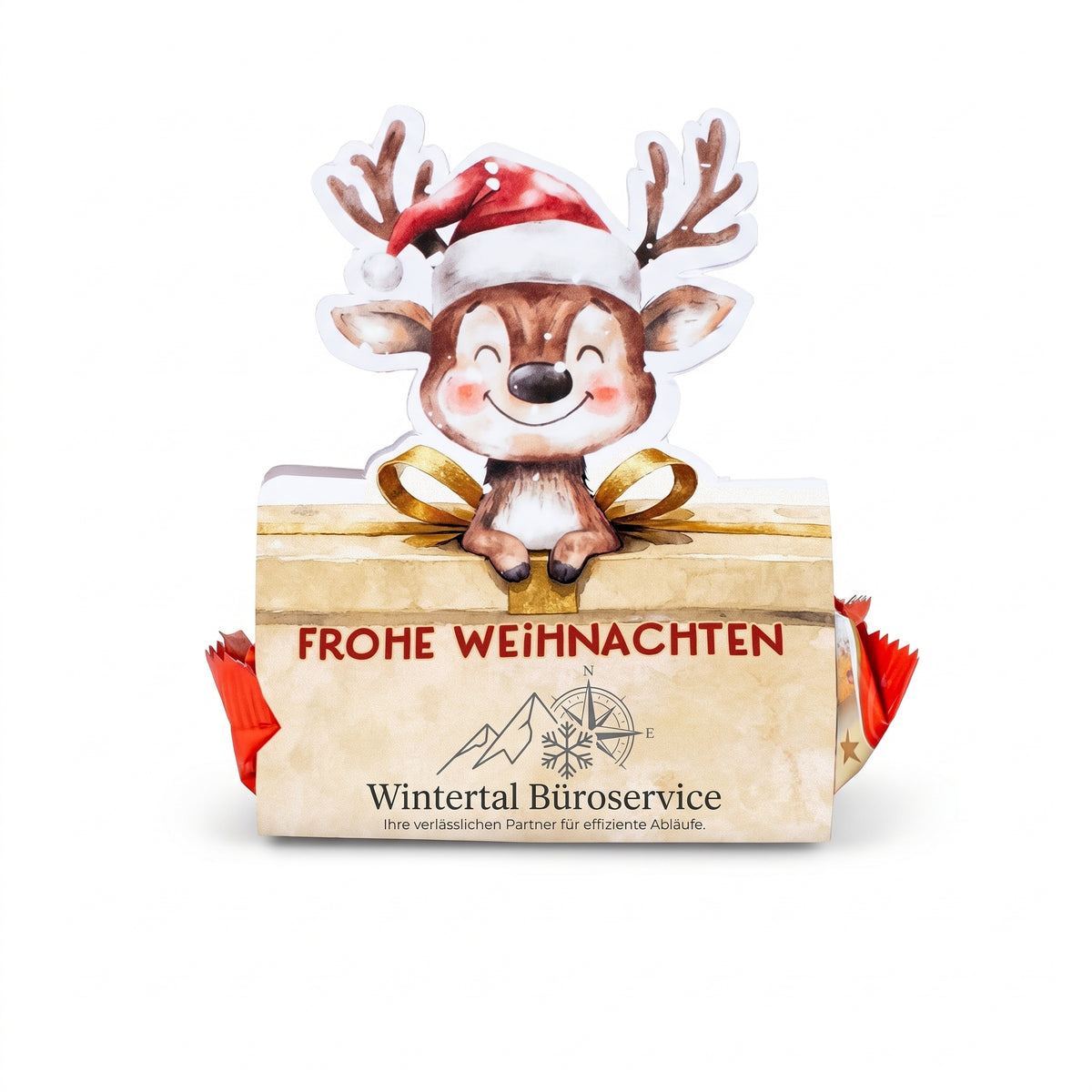Personalisiertes Mini-Stollen-Geschenk mit Rentier und Firmenlogo