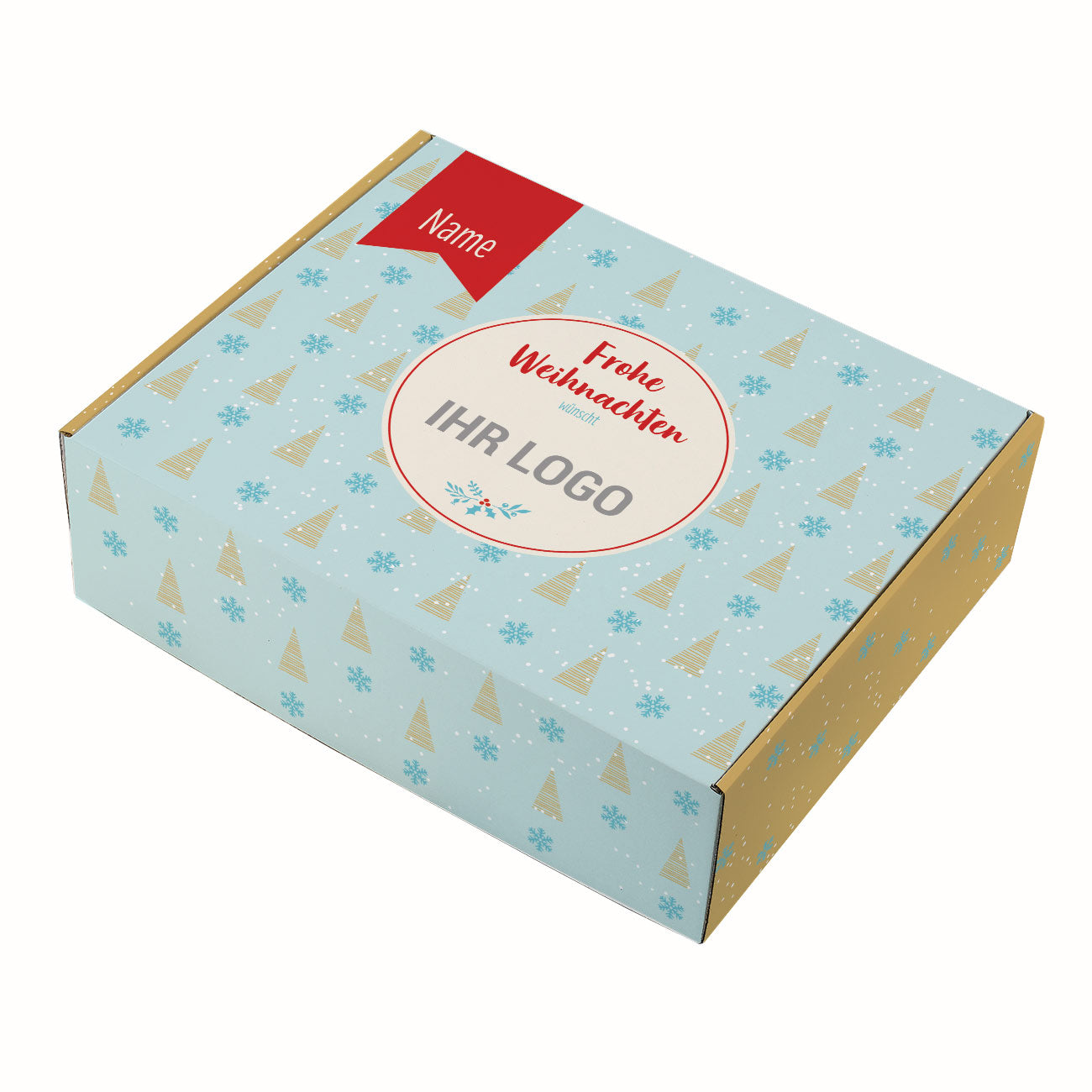 Weihnachtliche XL Geschenkverpackung mit Logo und Name