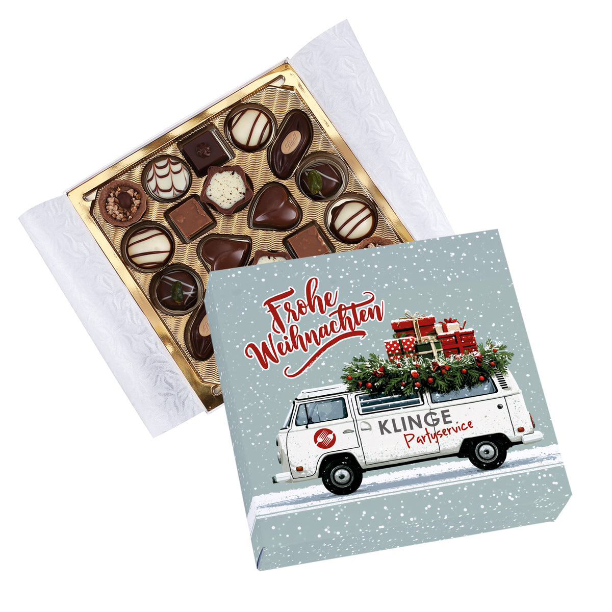 Lindt Mini-Pralinés zu Weihnachten mit Logo | Personalisiertes Weihnachtsgeschenk für Kunden