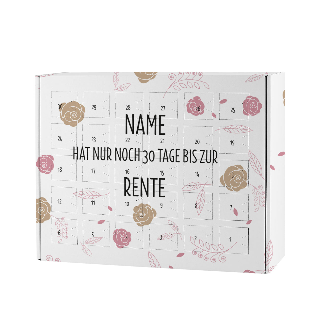 Countdown zur Rente, Kalender mit 30 Türchen zum selbst Befüllen