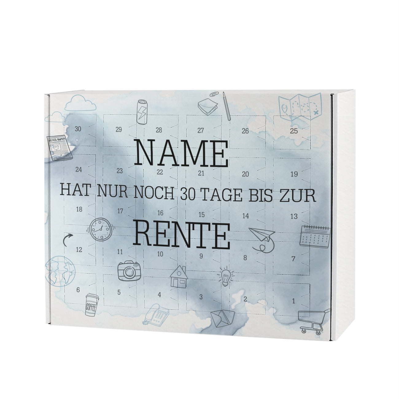 "Noch 30 Tage bis zur Rente" Countdown Kalender zum Selbstbefüllen