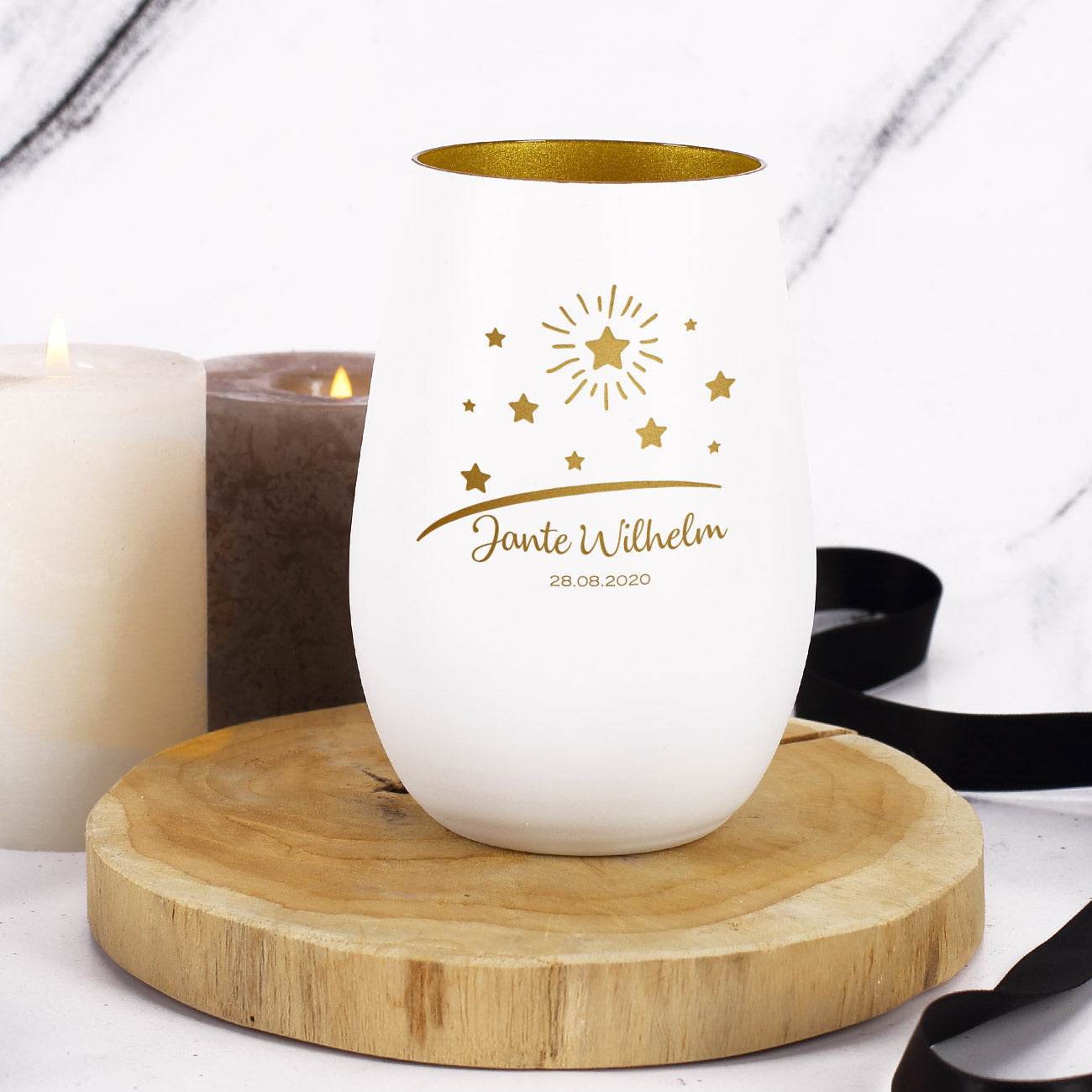 Windlicht "Jante Wilhelm" - weiß