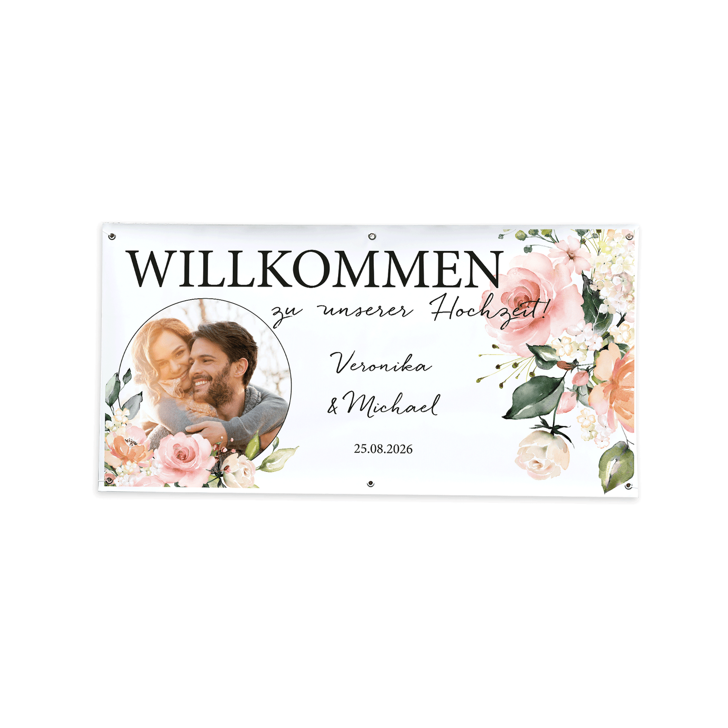 Hochzeitsbanner "Blütenzauber" mit Foto