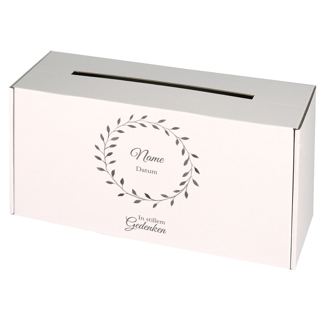Schlichte Kondolenzbox mit Name und Datum