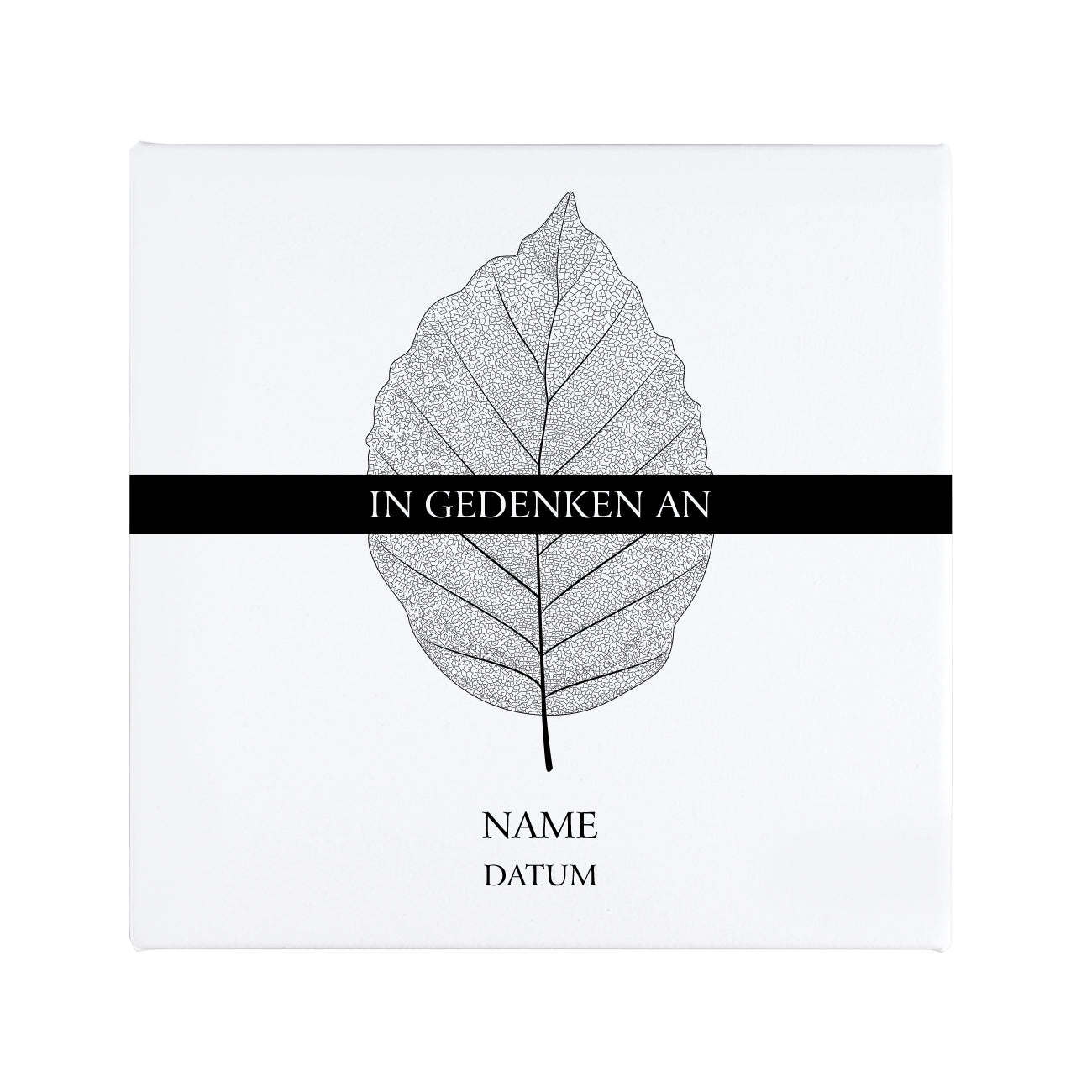 Gedenk Leinwand mit Name und Datum - Blatt