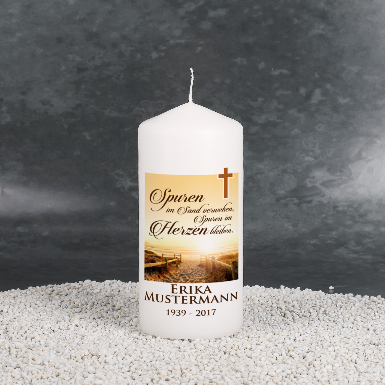 Musterkerze - Spuren im Herzen