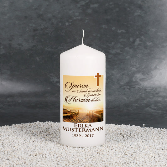 Musterkerze - Spuren im Herzen