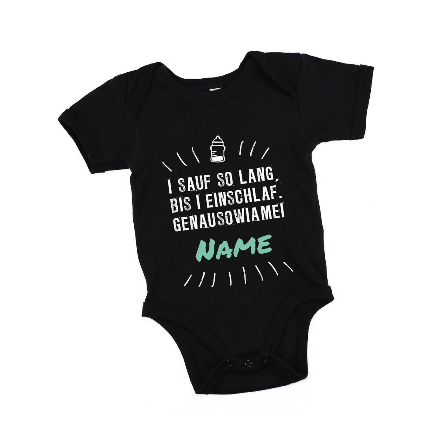 schwarzer Baby Body "i sauf so lang"