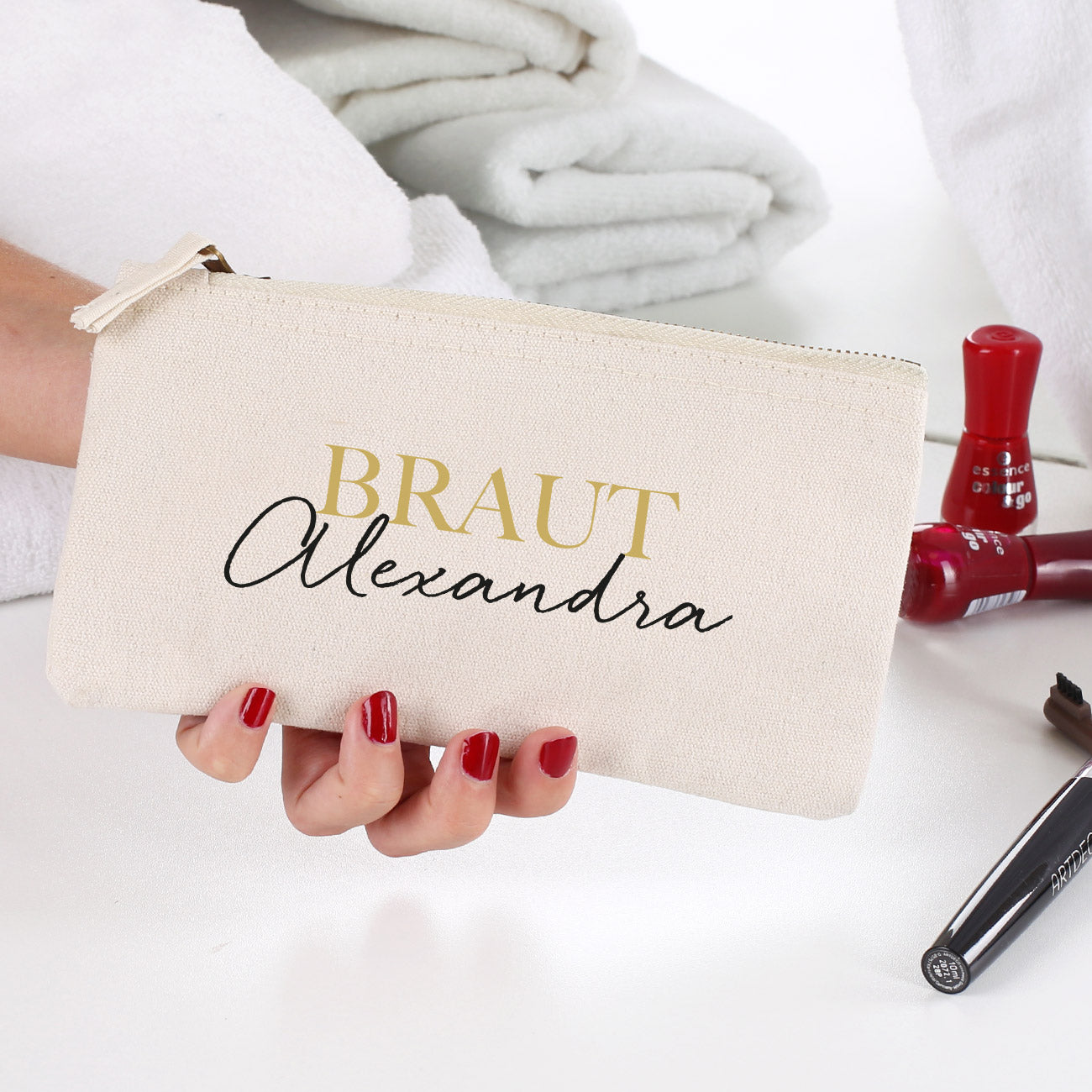 Beautycase mit 2 Zeilen zur Beschriftung in naturfarbe