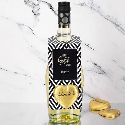 Flaschenanhänger "Du bist Gold wert" mit Name