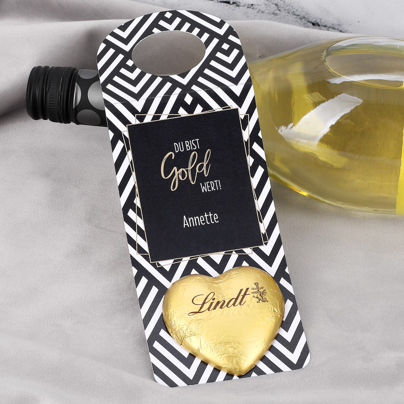 Flaschenanhänger "Du bist Gold wert" mit Name