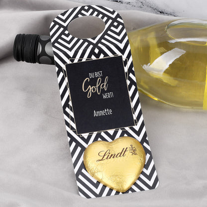 Flaschenanhänger "Du bist Gold wert" mit Name