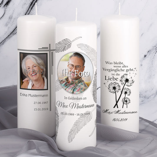 Musterpaket - große Trauerkerzen mit verschiedene Motiven