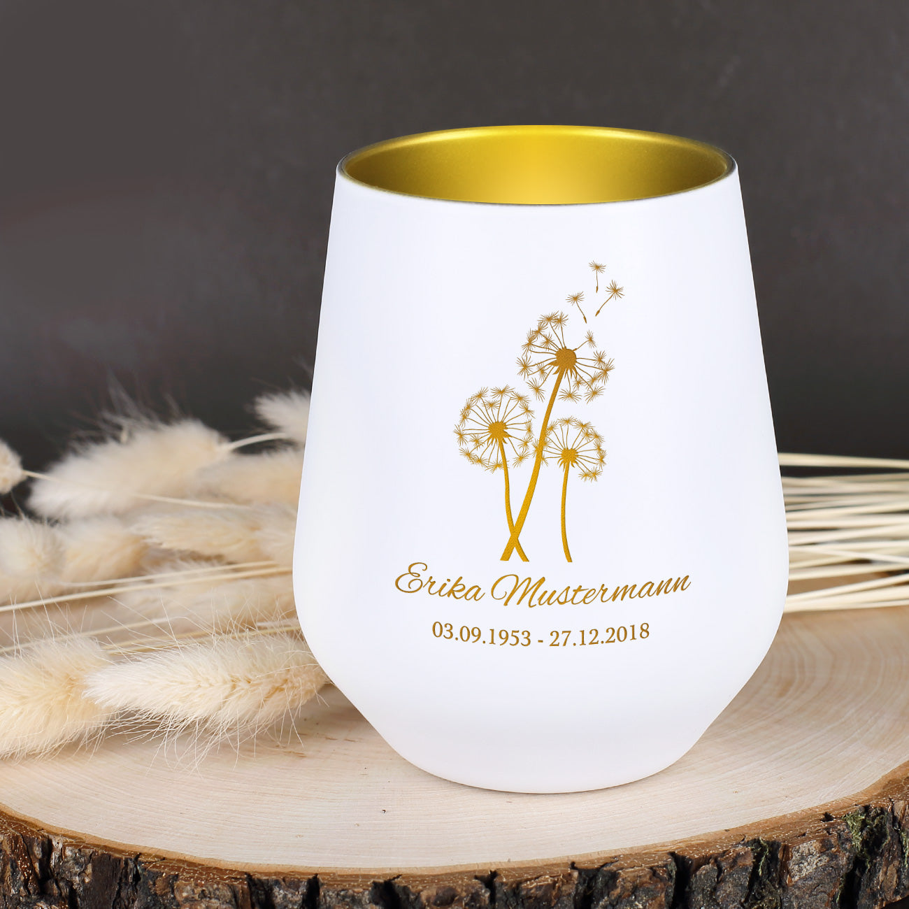 Weißes Muster Windlicht - Was bleibt ist die Liebe