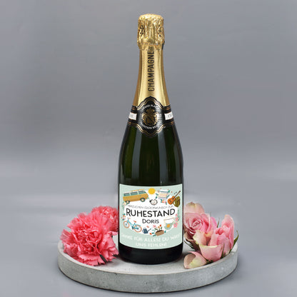 Herzlichen Glückwunsch zum Ruhestand - Champagner mit Name und Wunschtext