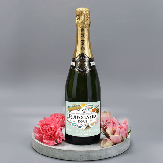 Herzlichen Glückwunsch zum Ruhestand - Champagner mit Name und Wunschtext