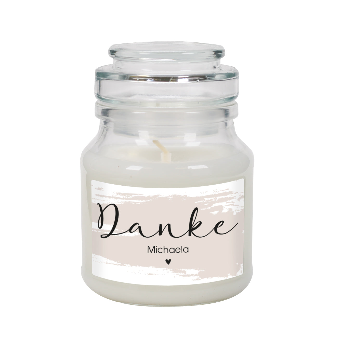 Duftkerze mit "Danke" und Ihrem Wunschtext
