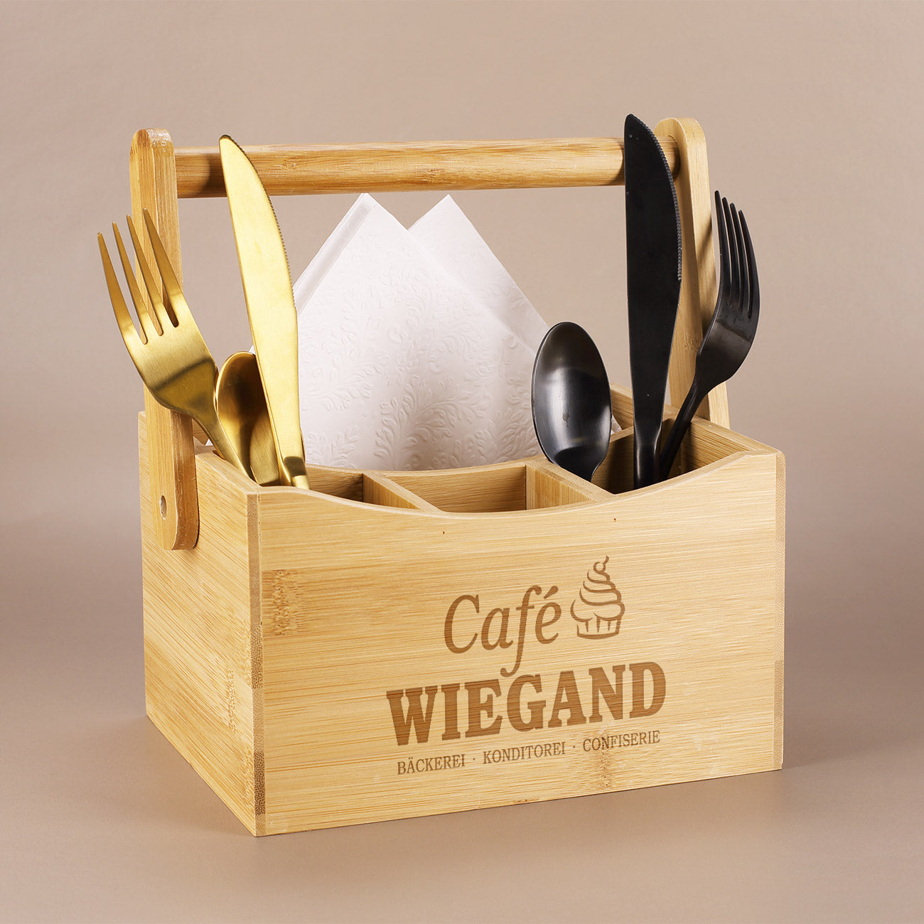 Besteckkasten mit Logo graviert