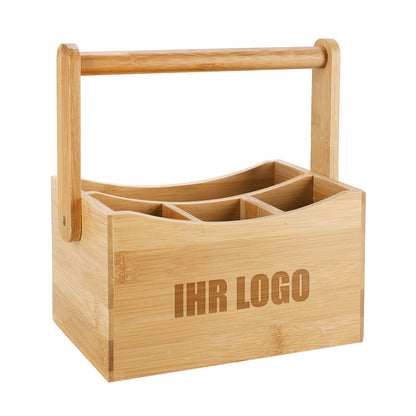 Bambus Besteckkasten / Aufbewahrungsbox mit Logo Gravur