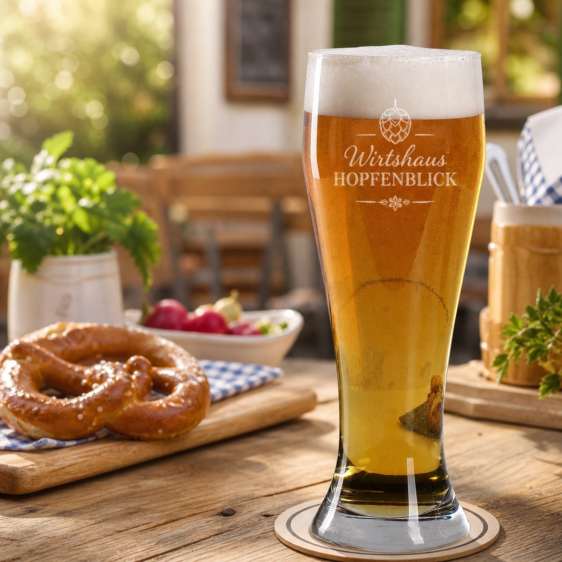 Weizenglas mit Gravur des Logos