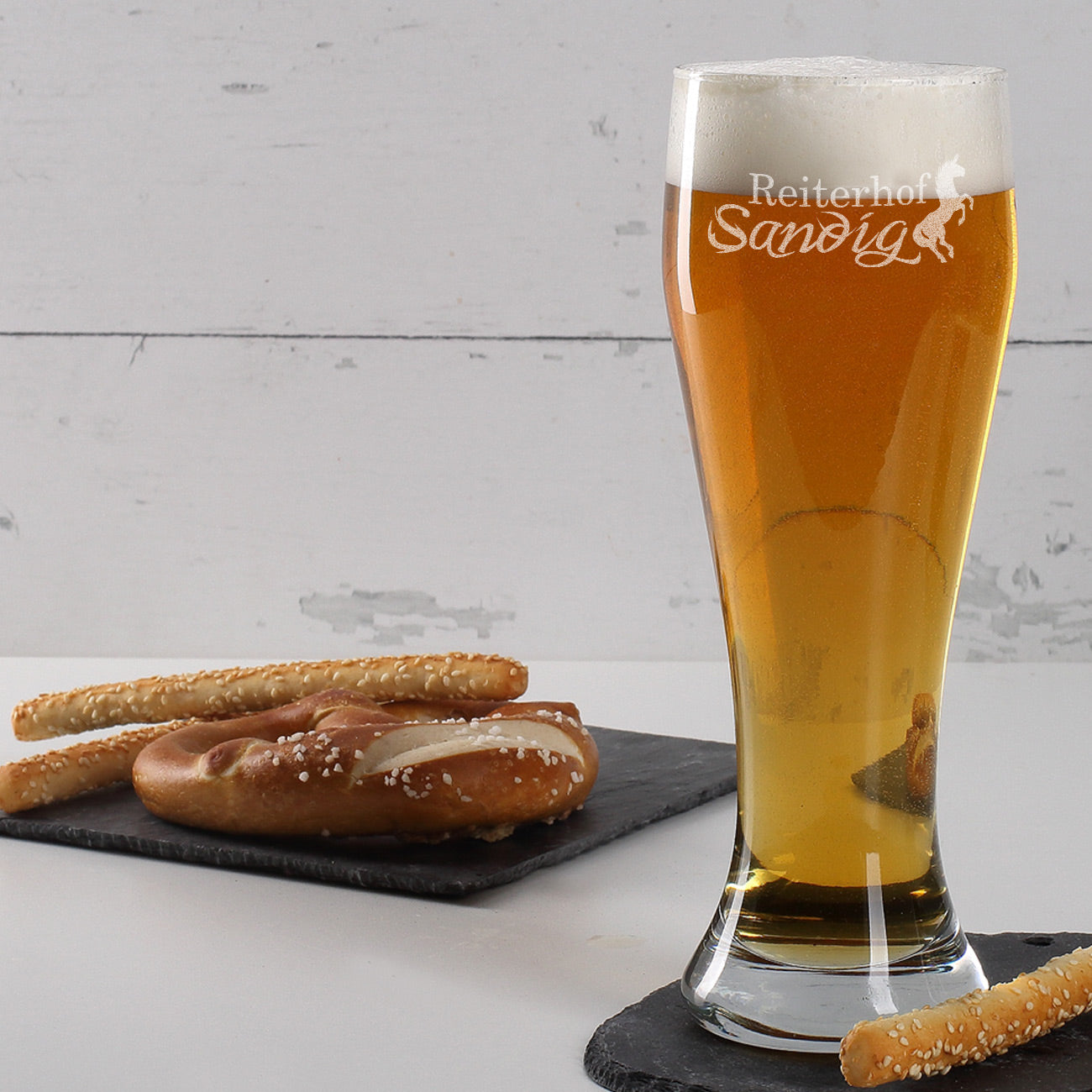 Weizenbierglas mit Logo graviert