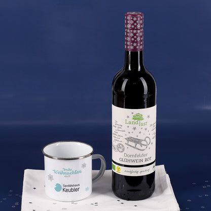 Weihnachtliches Geschenkset mit Glühwein, Tasse und Schokolade