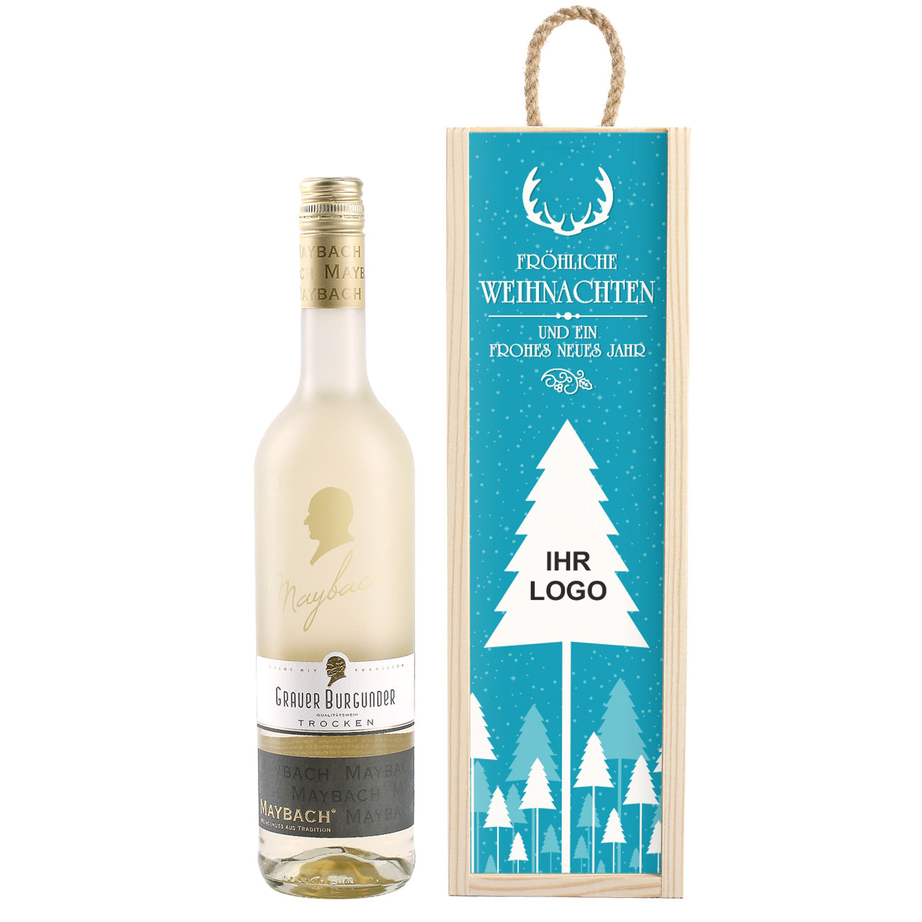 Wein-Geschenkset zu Weihnachten mit Logoaufdruck