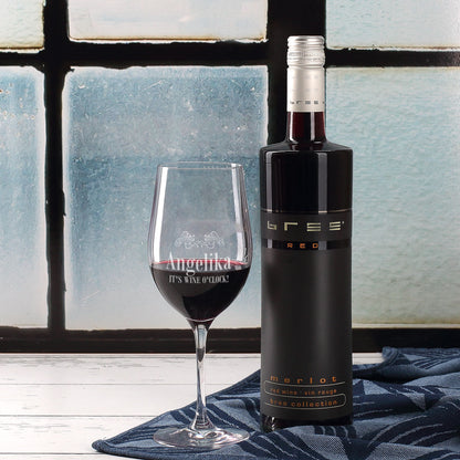 Wein-Set "Träume gehen nie in Rente", mit gravierten Glas