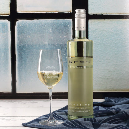 Wein-Set "Träume gehen nie in Rente", mit gravierten Glas