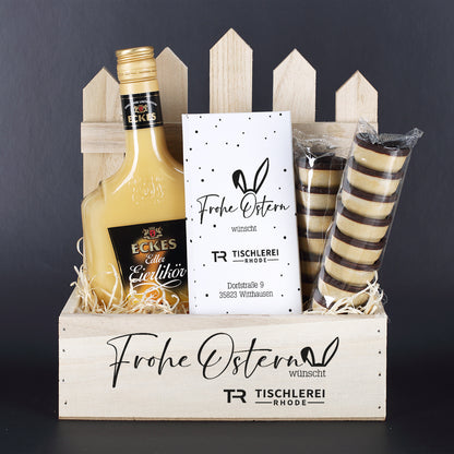 Eierlikörgeschenkset zu Ostern für Mitarbeiter oder Kunden, Firmenlogo oder eigenes Design - Beispiel