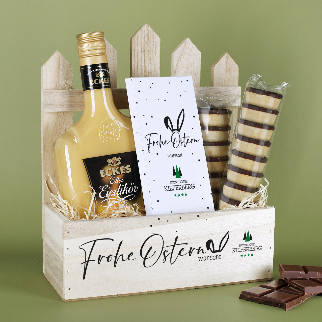 Eierlikörgeschenkset zu Ostern für Mitarbeiter oder Kunden, Firmenlogo oder eigenes Design