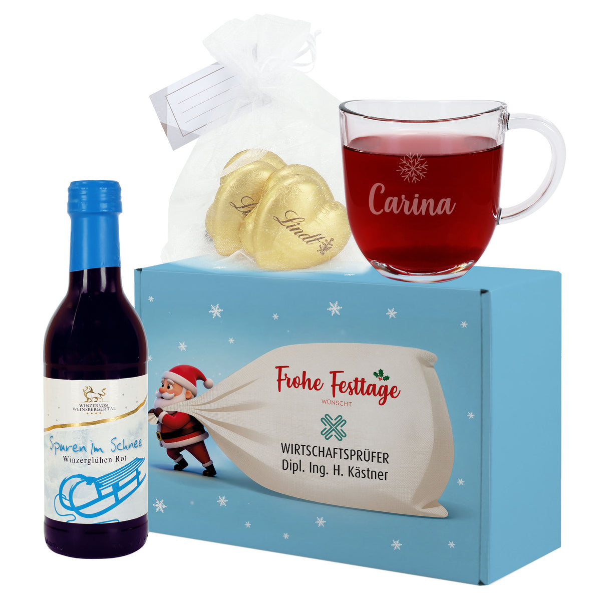 Glühwein-Geschenkset mit Firmenlogo | Weihnachtsgeschenk für Mitarbeiter