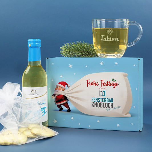 Glühwein-Geschenkset mit Firmenlogo | Weihnachtsgeschenk für Mitarbeiter