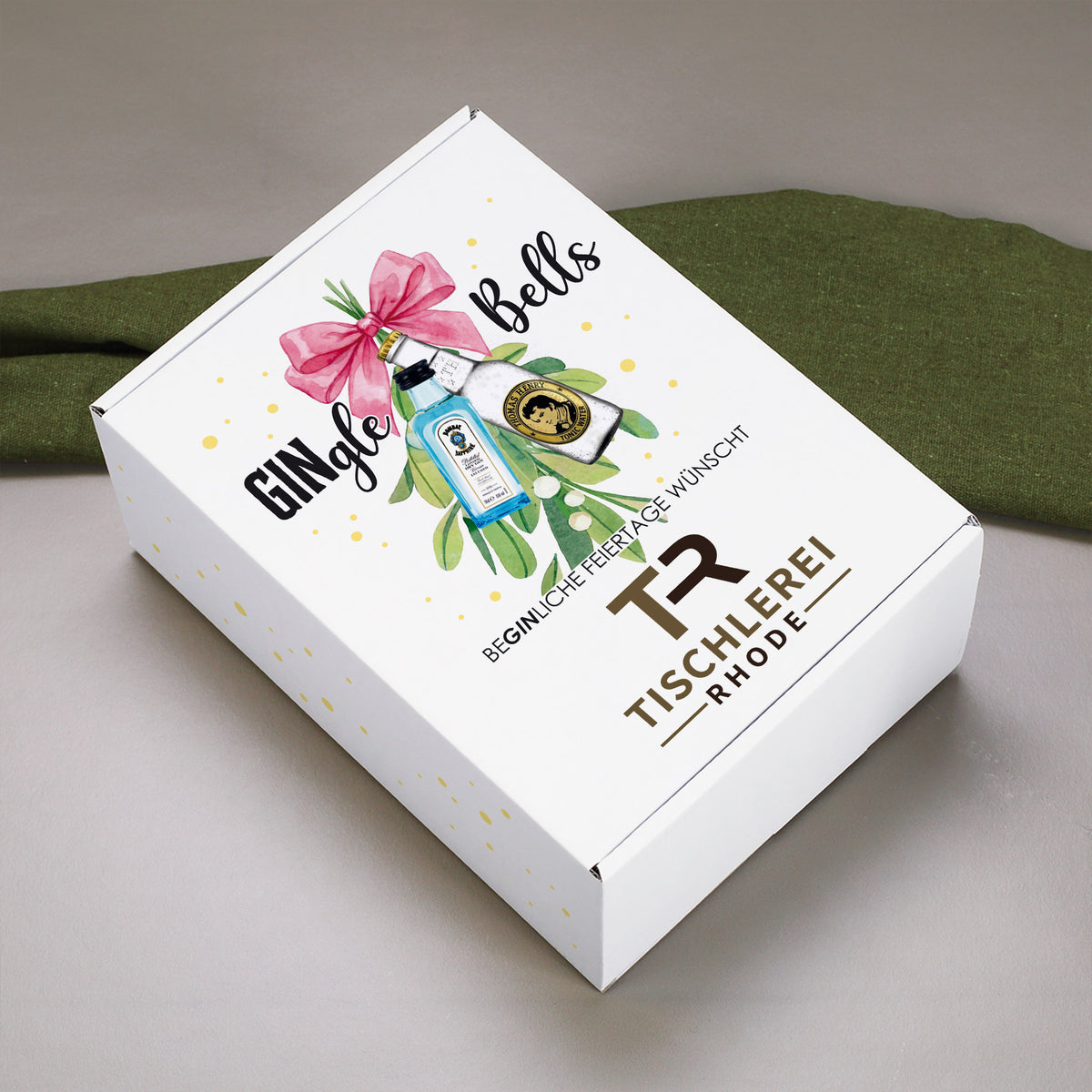 Personalisiertes Gin-Tonic Geschenkset „GINgle Bells“ mit Firmenlogo | Weihnachtsgeschenk für Mitarbeiter