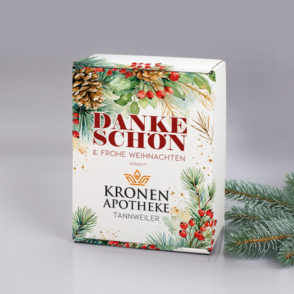 Personalisiertes Tee-Geschenkset mit Stollen und Teeglas | Weihnachtsgeschenkset für Mitarbeiter mit Logo