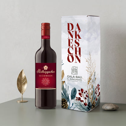 Rotkäppchen Glühwein in personalisierter Geschenkverpackung mit Firmenlogo "Dankeschön"