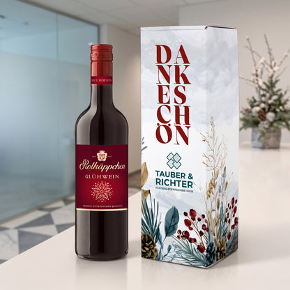 Rotkäppchen Glühwein in personalisierter Geschenkverpackung mit Firmenlogo "Dankeschön"