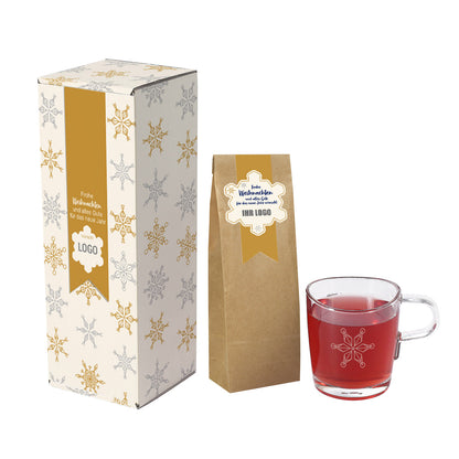 Tee-Set mit Weihnachtsmotiv und Logo