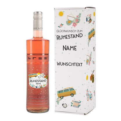 Wein zur Rente mit bedruckter Verpackung, Name, Wunschtext und BREE Wein