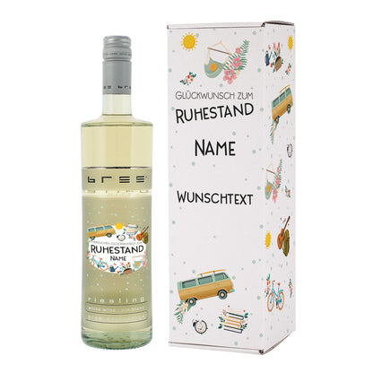 Wein zur Rente mit bedruckter Verpackung, Name, Wunschtext und BREE Wein