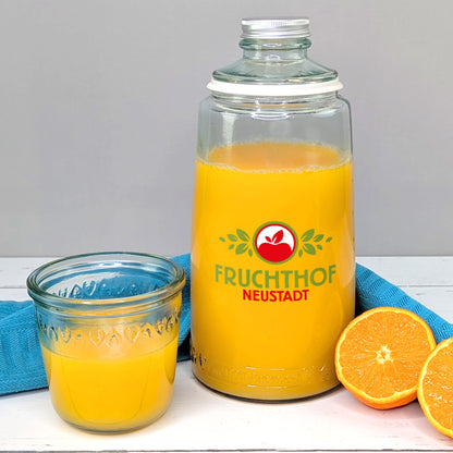 Glaskaraffe mit Trinkglas mit Firmenlogo bedruckt