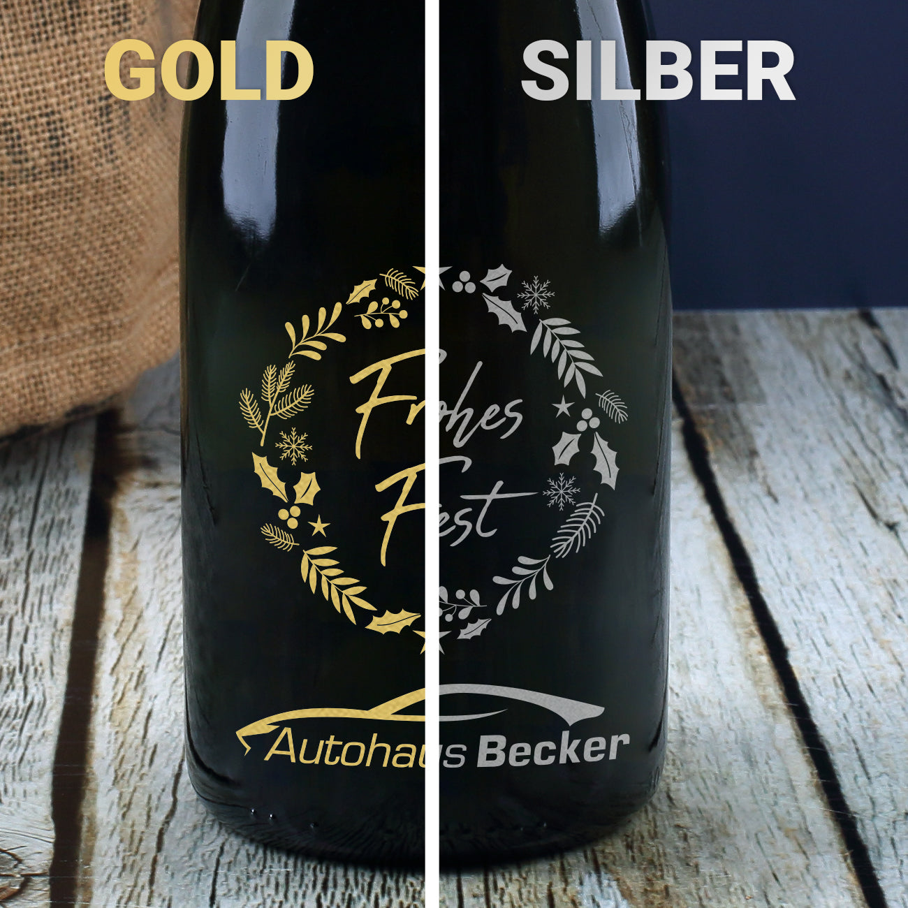 Pommery Champagner zu Weihnachten mit Firmenlogo